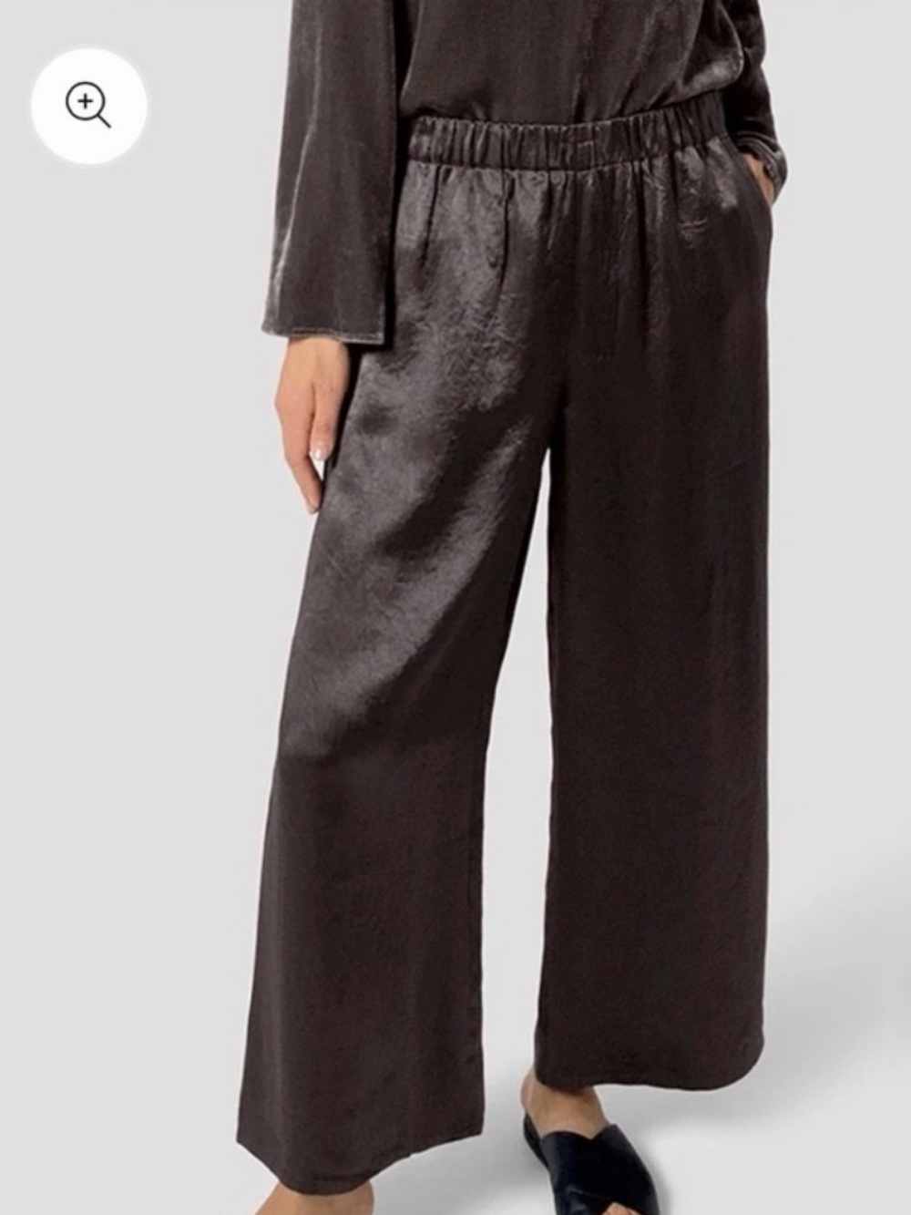 Eileen Fisher Textured Wide-Leg Pant Black